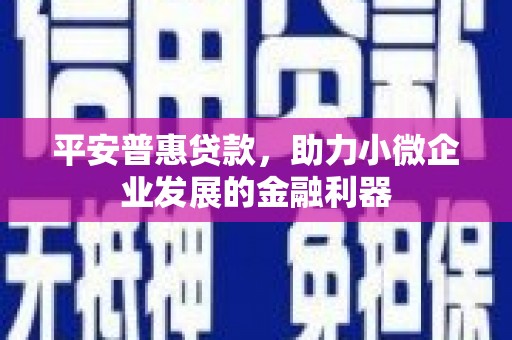 福兴平安普惠贷款，助力小微企业发展的金融利器